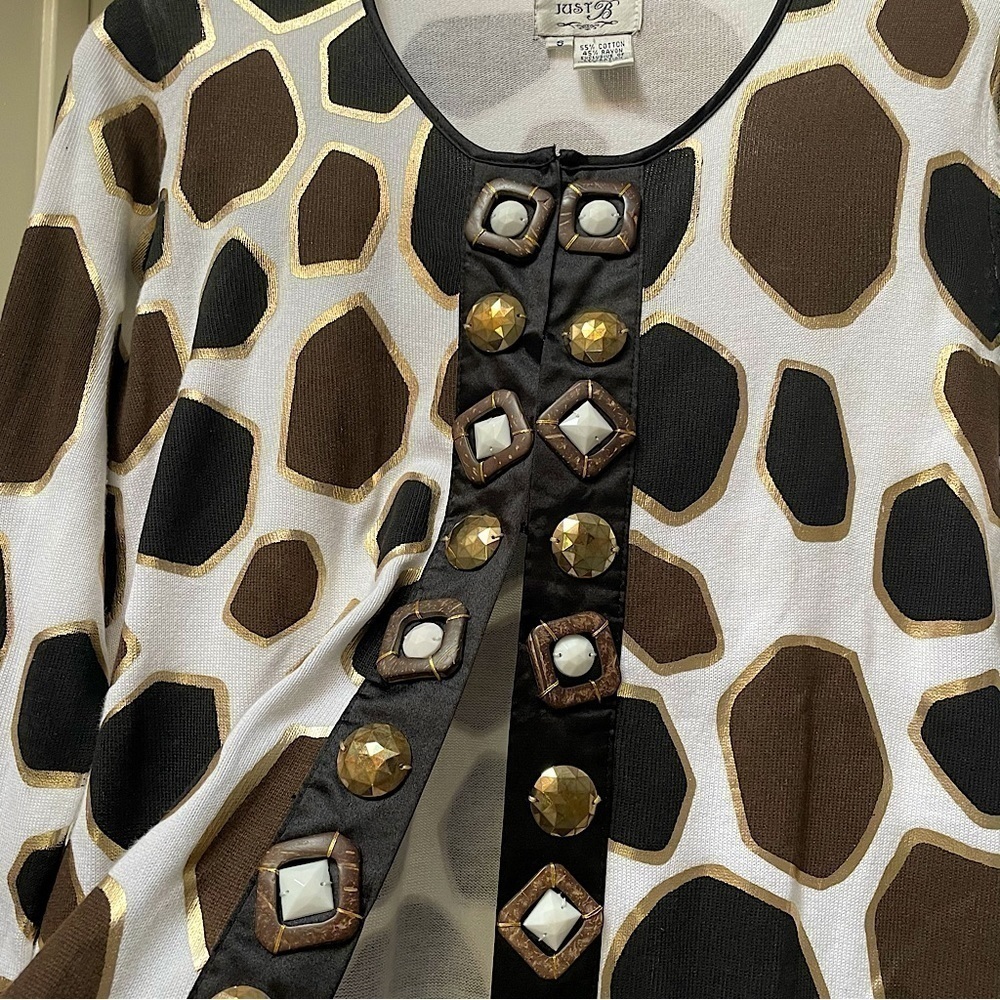 JUST B Cardigan Sweater Giraffe Print NWT Size Small - Picture 4 of 7